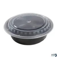Union Pak TGCR16B-C 6" Round Black Plastic Containers With Lids, 16 Oz For
