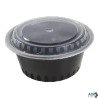 Union Pak TGCR38B-C 7" Round Black Plastic Containers With Lids, 38 Oz For